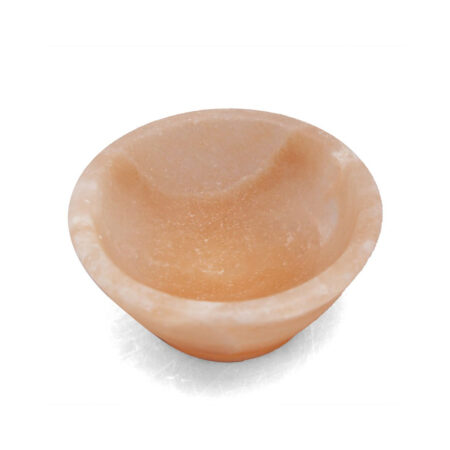 Medium round, pink Himalayan salt bowl.